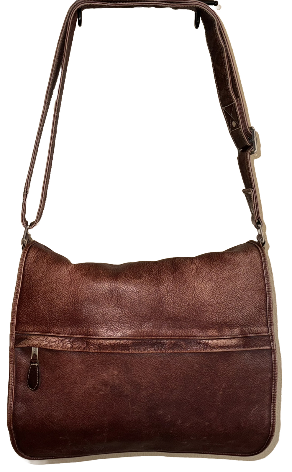 Vintage Brown Leather Distressed Briefcase Messenger Bag Made In Colombia