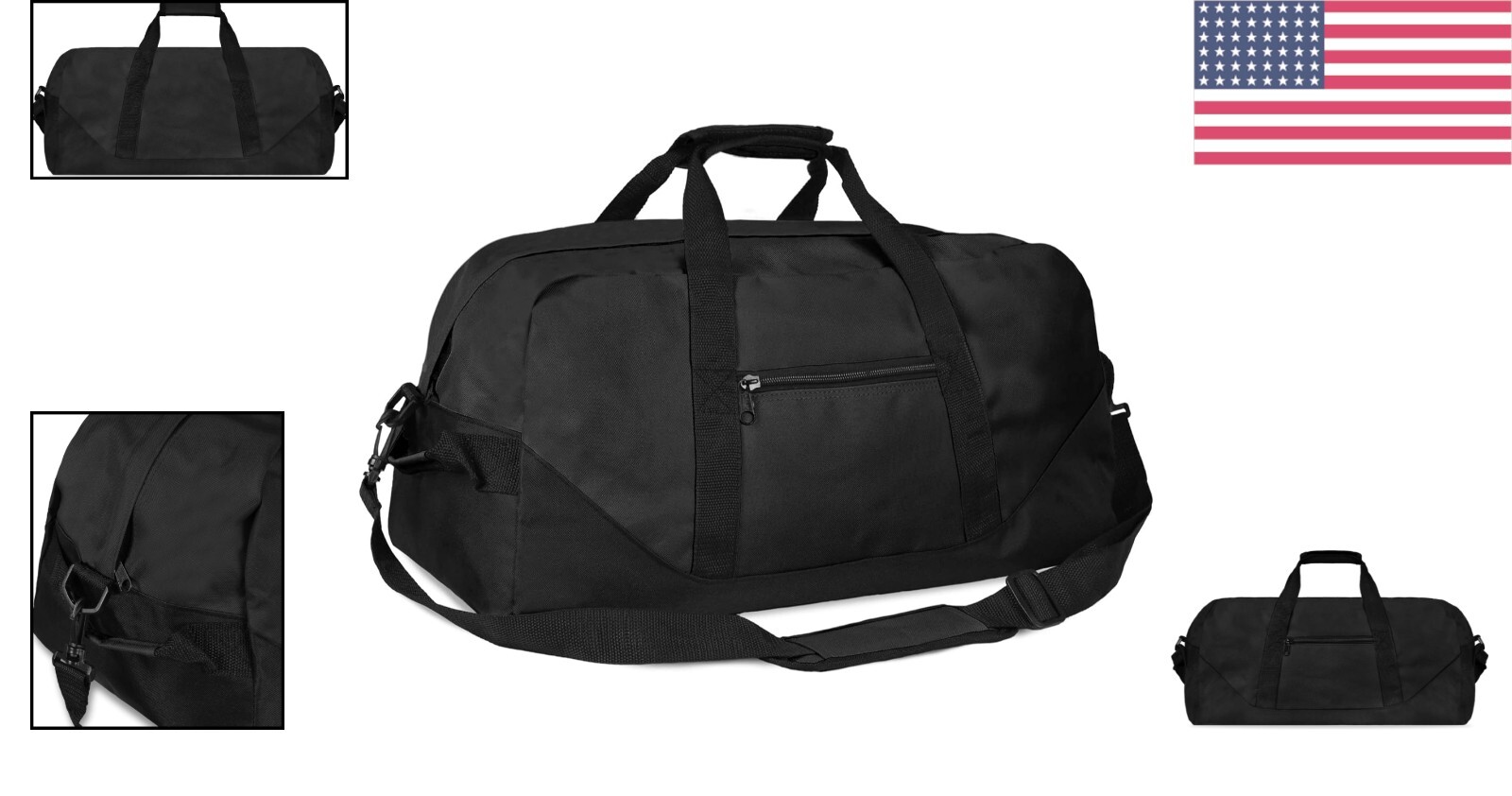 Large 21-Inch Black Duffle with Dual Handles & Adjustable Strap for Easy Carry