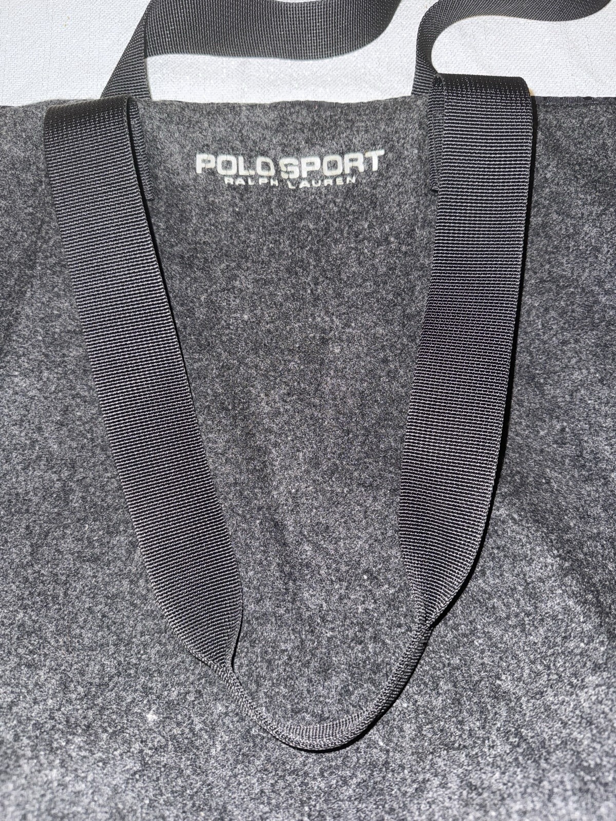 Vintage 1990s Polo Sport Ralph Charcoal Gray Lauren Wool Flannel Tote