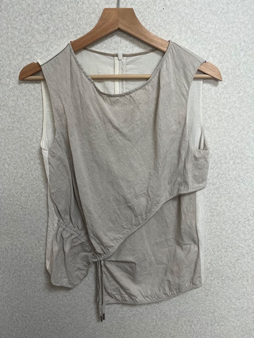 Morabito Premiere Linen Blend Sleeveless Top Gray S Spring/Summer Asymmetric