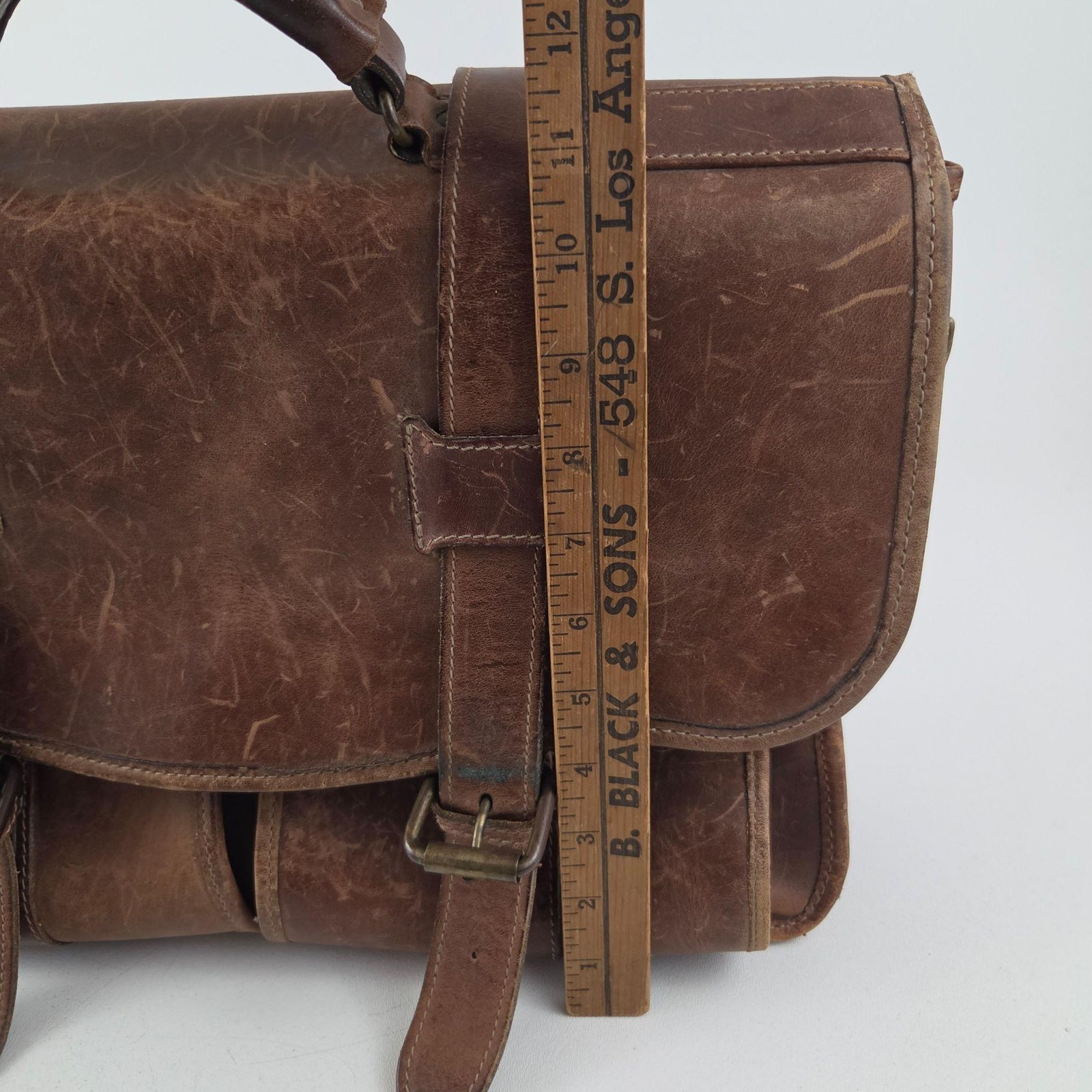 Schlesinger Leather Briefcase Bag Mens Large Brown Full Grain Organizer Business