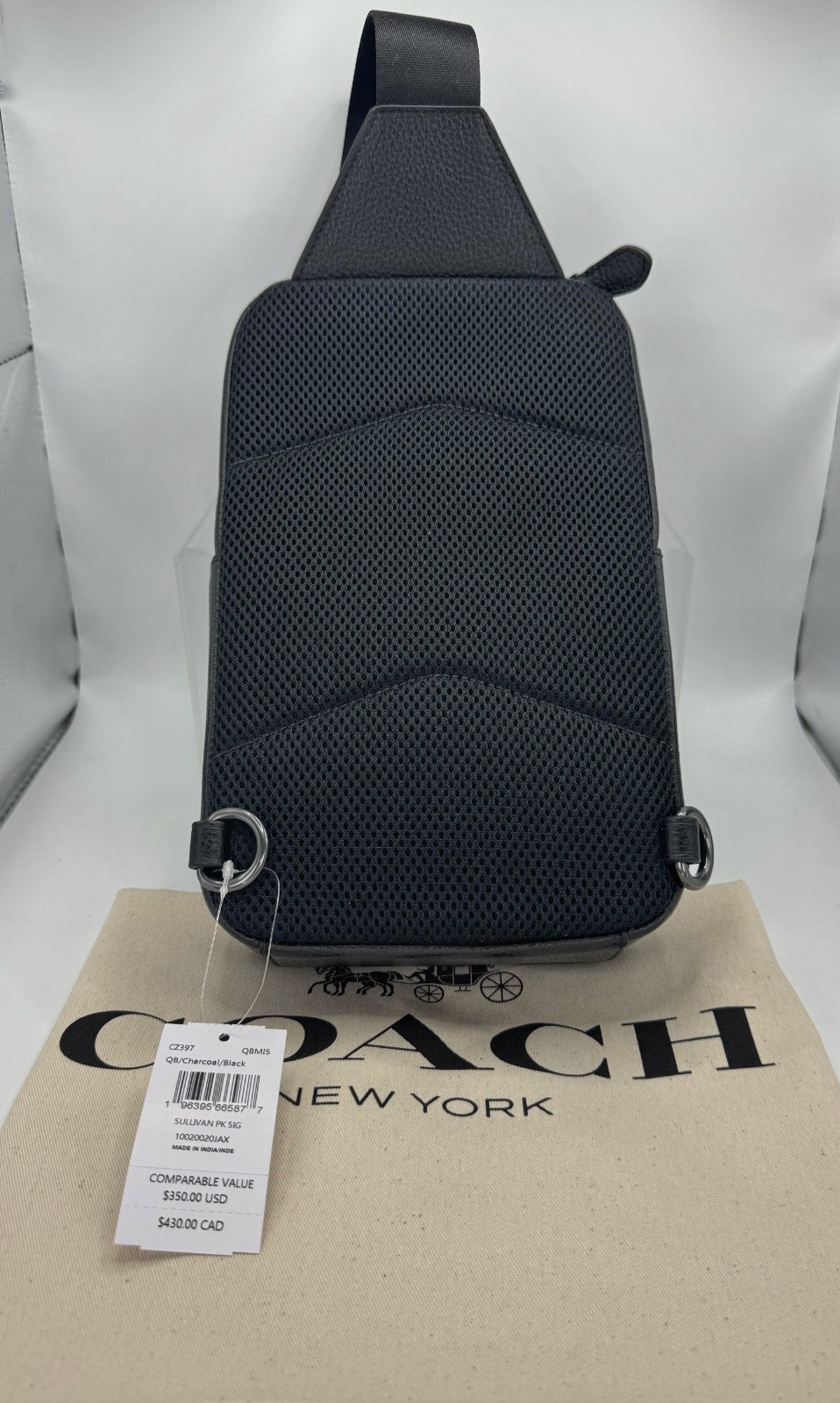 Coach Sullivan Pack Signature Canvas Charcoal Black Crossbody Sling Bag CZ397