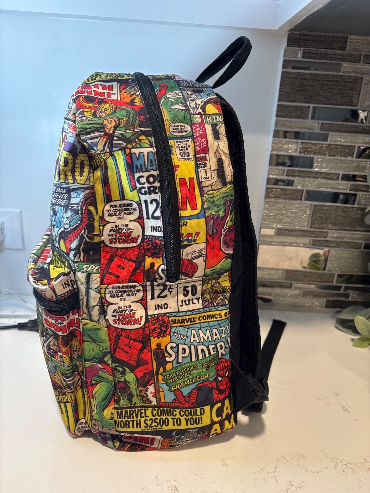 Marvel Comic Book Print Backpack School Book Bag Boys Kids Superhero