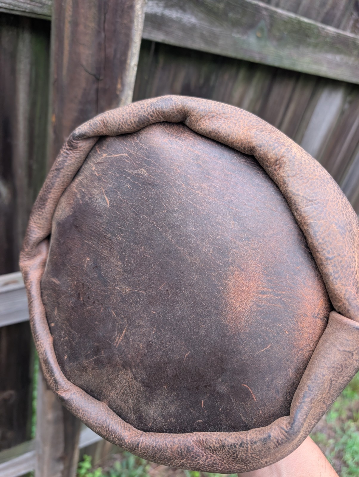 BOHO leather cowhide buffalo duffel bucket bag distressed cowboy western style