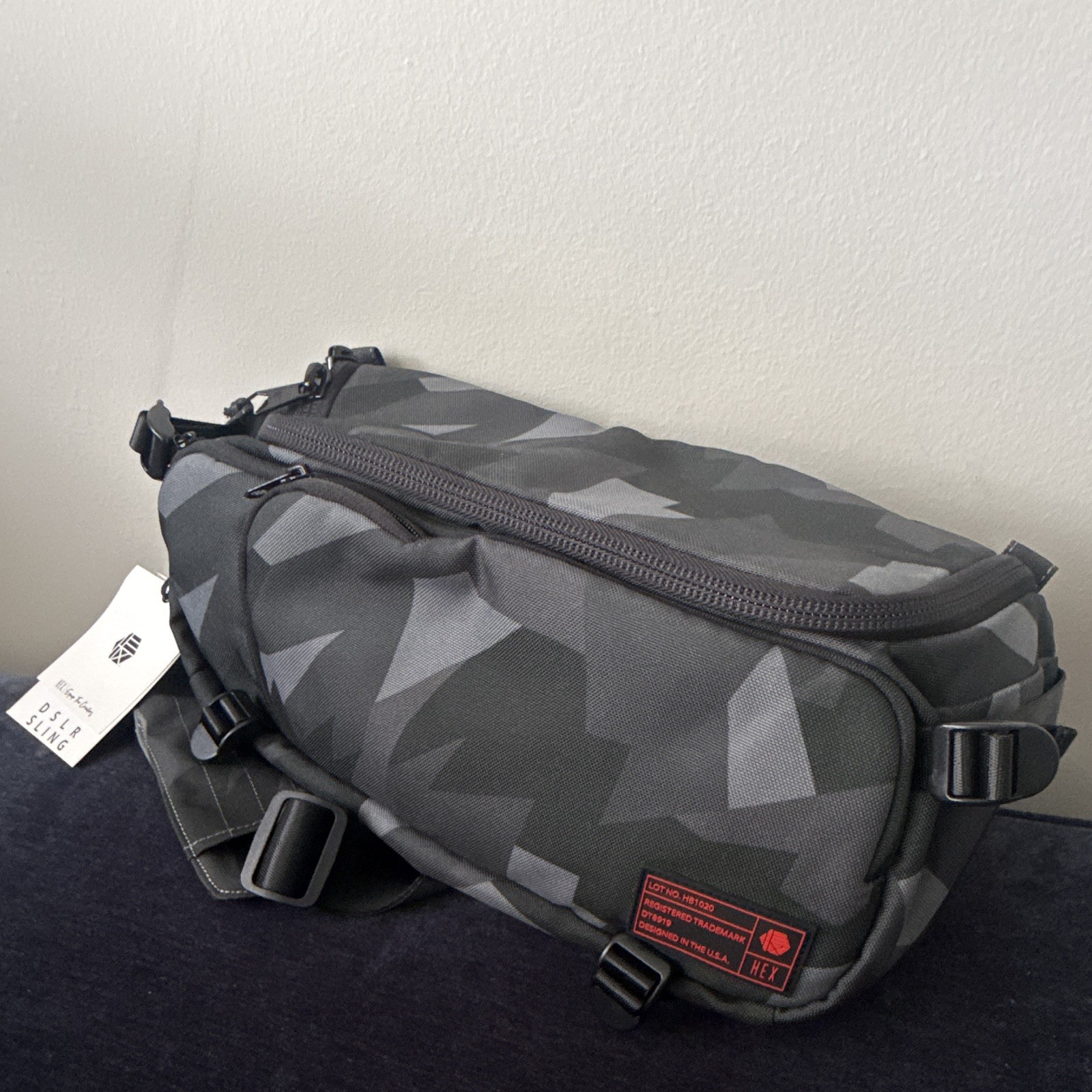 HEX DSLR Crossbody Sling Bag Black/Gray Camo, Adjustable Strap