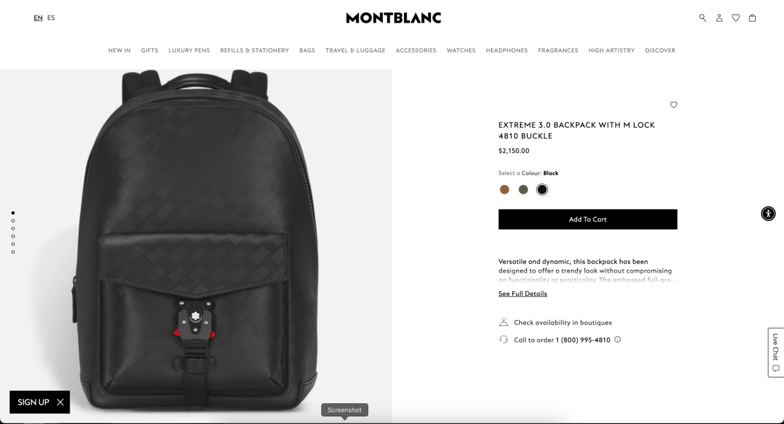 MONTBLANC Extreme 3.0 Leather Backpack With M Lock 4810, Black, $2,150 Retail