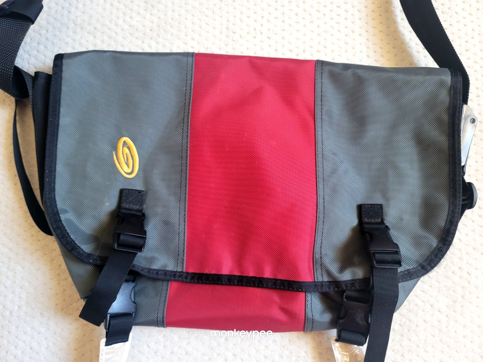 Timbuk2 Red/Gray Colorblock 19″ Messenger Bag, Made in San Francisco