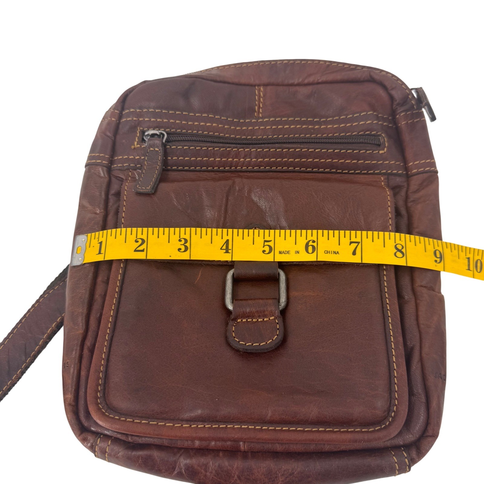 Jack Georges Brown Leather Crossbody Messenger Bag Small Vertical Tablet Bag