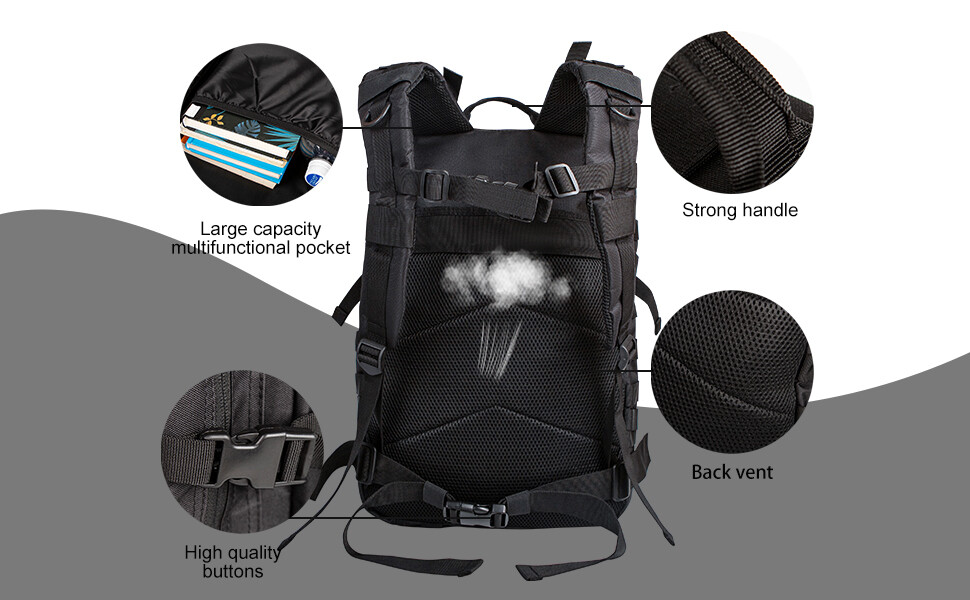 45L Military Tactical Backpack Large Army 3 Day Assault Pack Molle Bag Rucksack