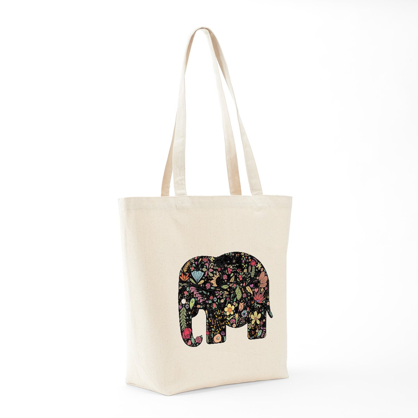CafePress Floral Elephant Silhouette Tote Bag (1485581848)