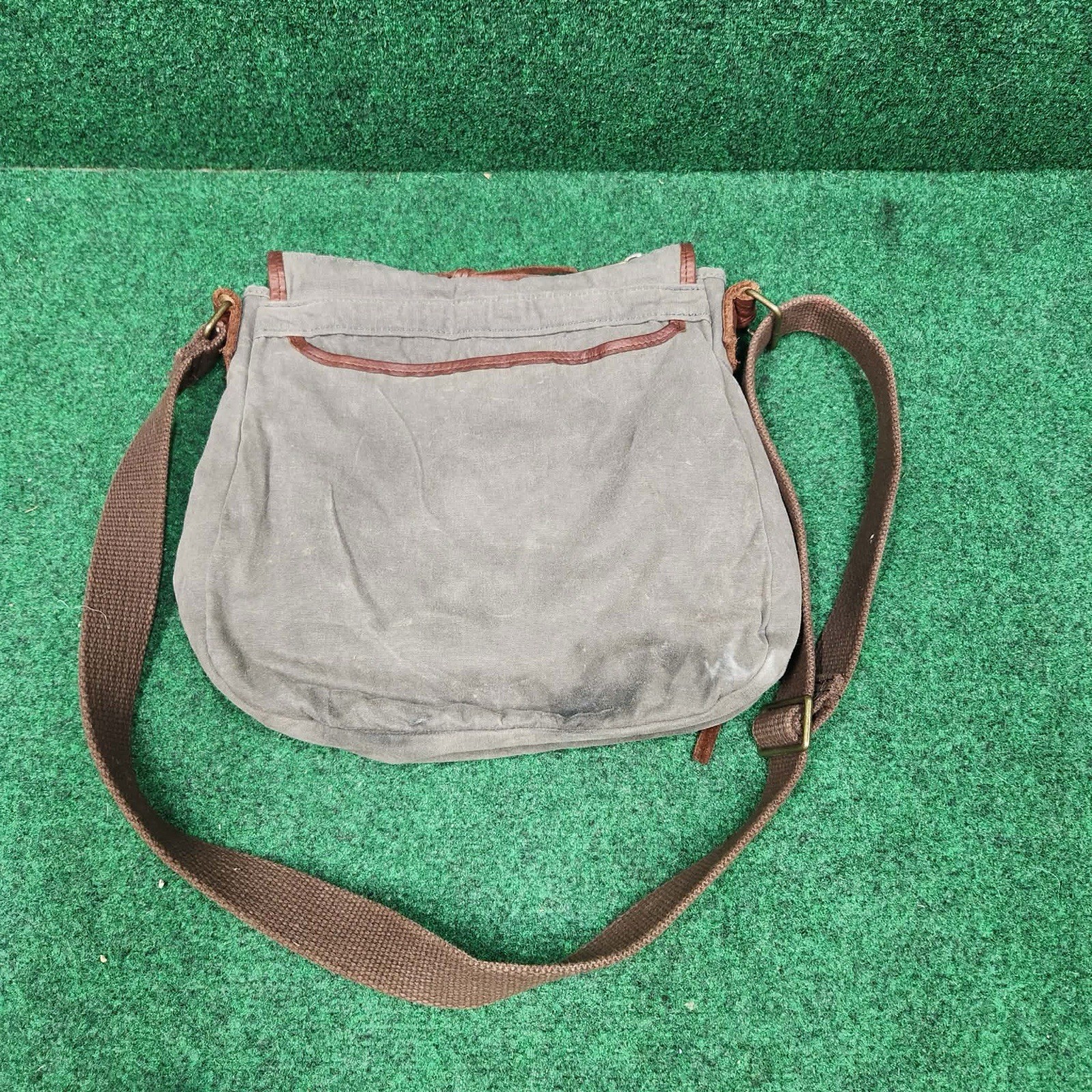 DULUTH TRADING Co Messenger bag Brown weathered Canvas Leather Trim Satchel