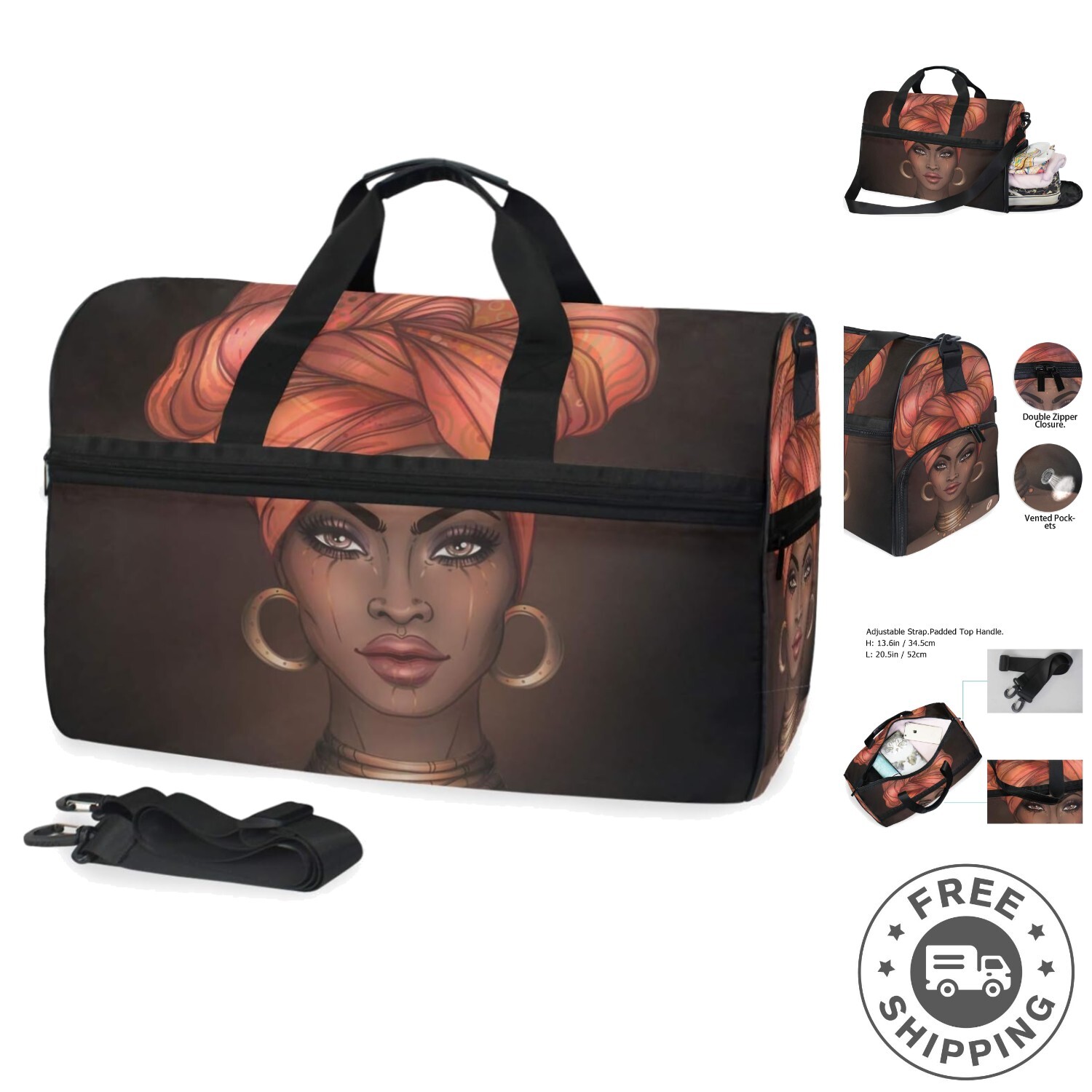 Multicolored African Print Travel Duffel Bag for Men & Women – Lightweight & …