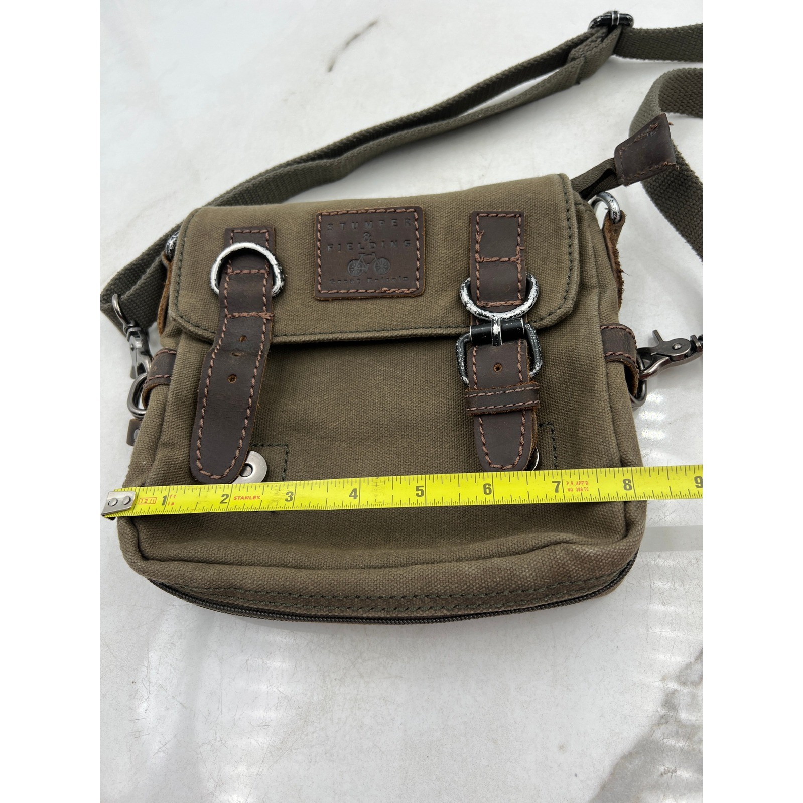 Stumper & Fielding Canvas Messenger Bag Crossbody Brown Leather Great Britain