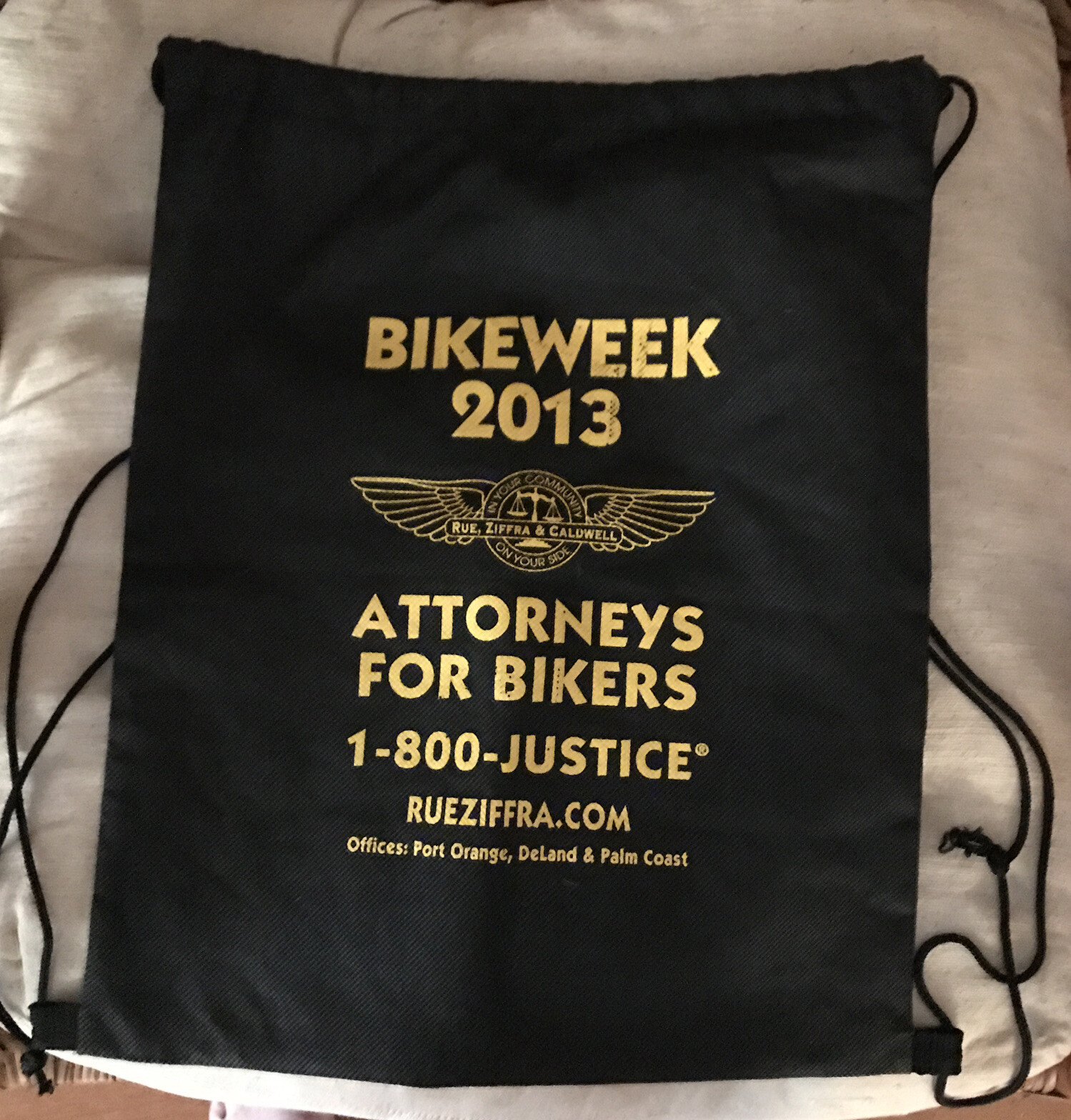 Bikeweek 2013 Lightweight Backpack Black With Yellow Print Attorneys For Bikers