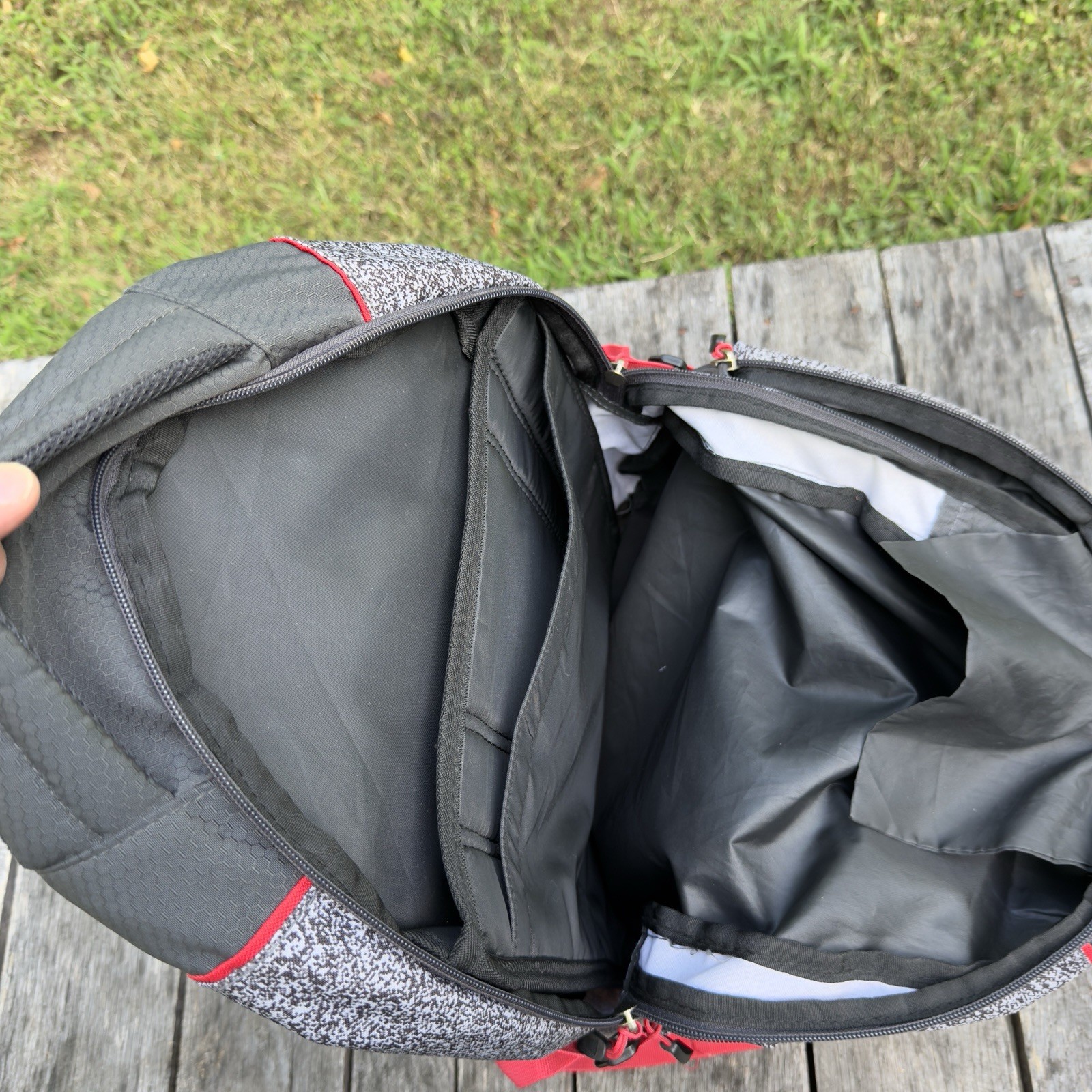 High Sierra Laptop Backpack Gray Black W/ Red Trim Multi Compart Travel School