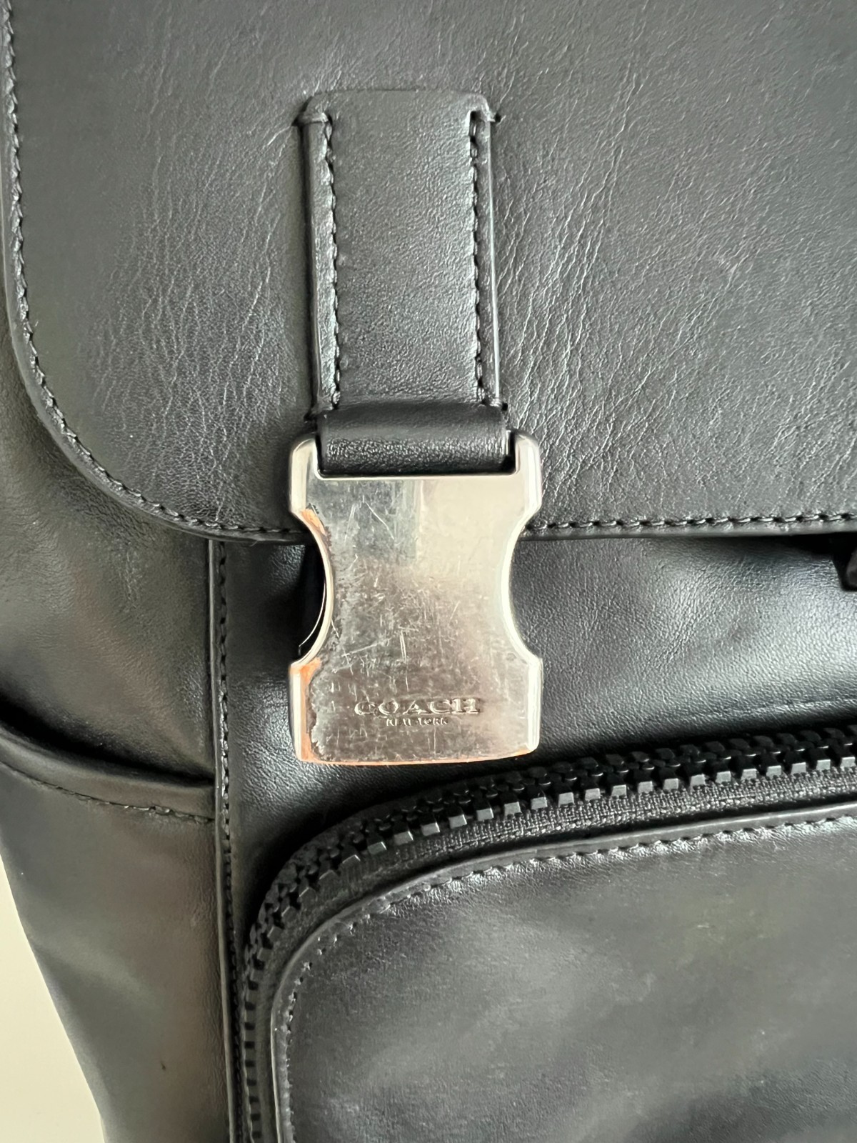 Coach Track Backpack Gunmetal/Black Smooth Calf Leather 16″ Laptop Bag
