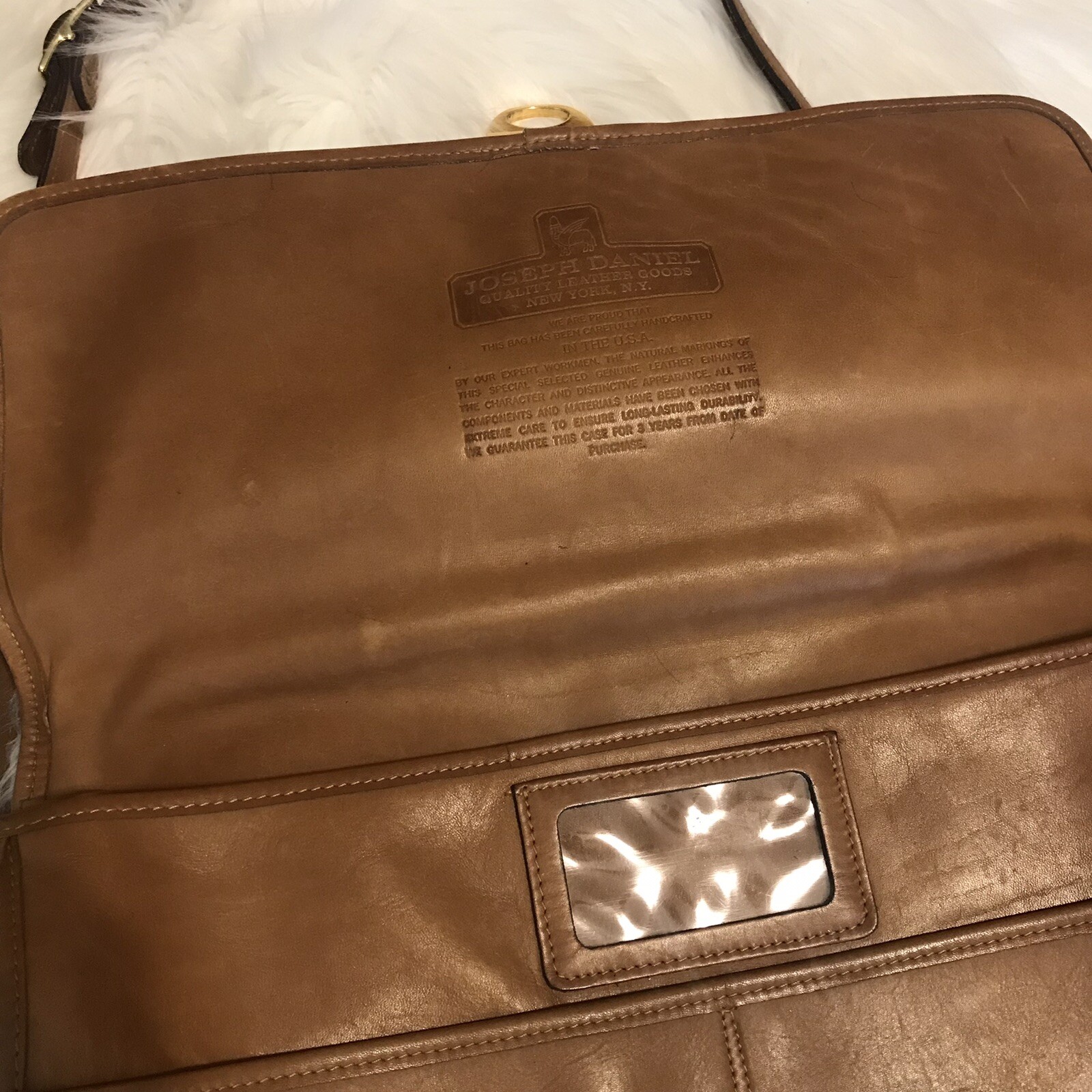 VTG JOSEPH DANIEL New York Leather Messenger Bag Distressed Academia Work Retro