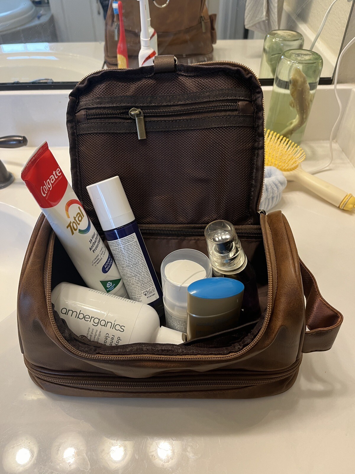 PU Leather Toiletry Bag, Travel Toiletry Bag For Men, Men’s Toiletry Bag