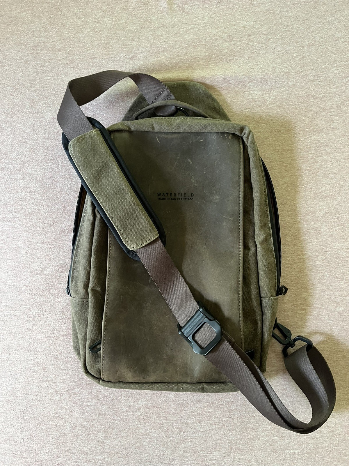 Waterfield SF Sutter Tech Sling Canvas Leather Messenger Shoulder Laptop Bag