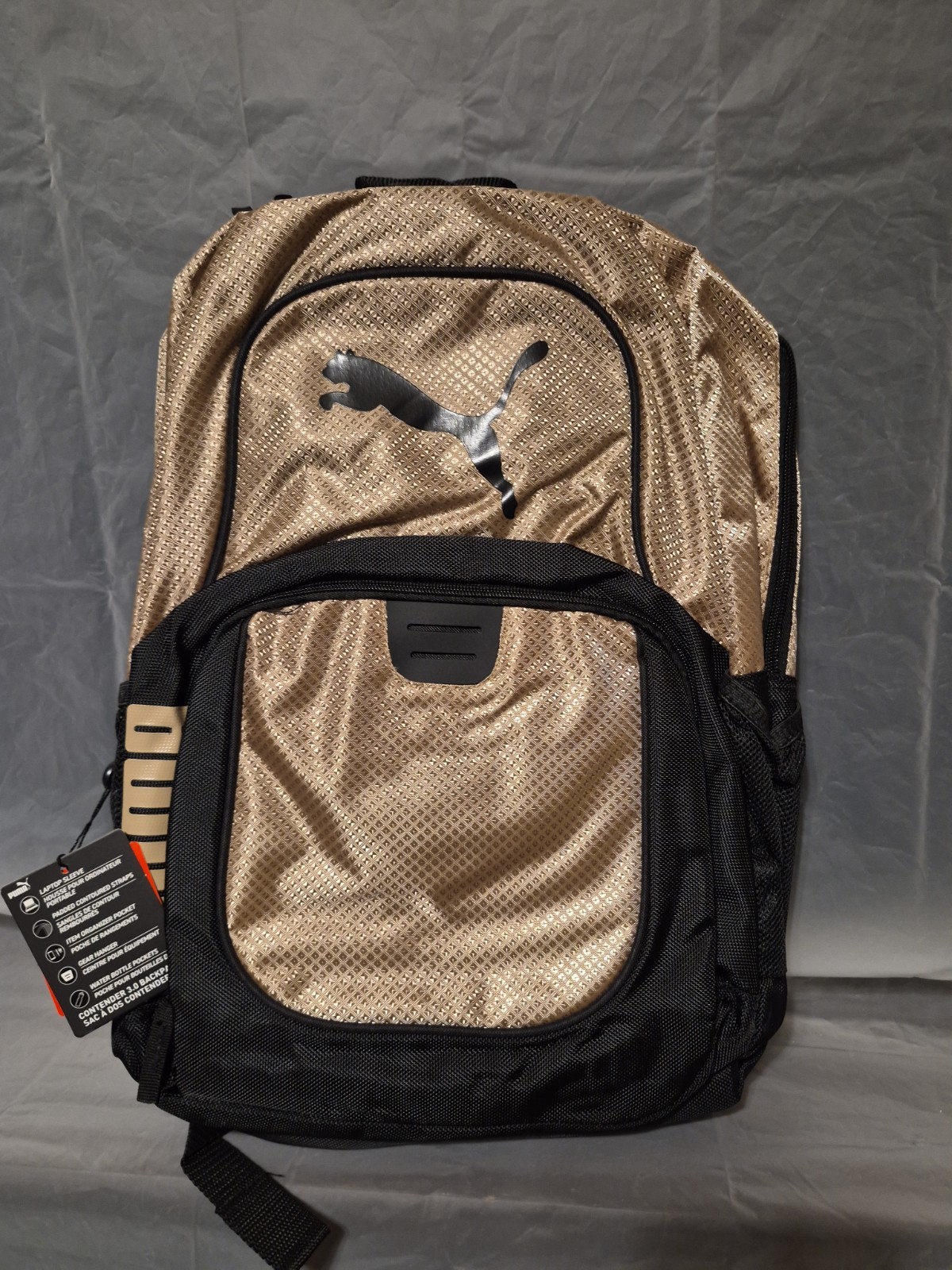 Puma Contender 3.0 Backpack Black/ Cream Color Laptop Sleeve New with Tag