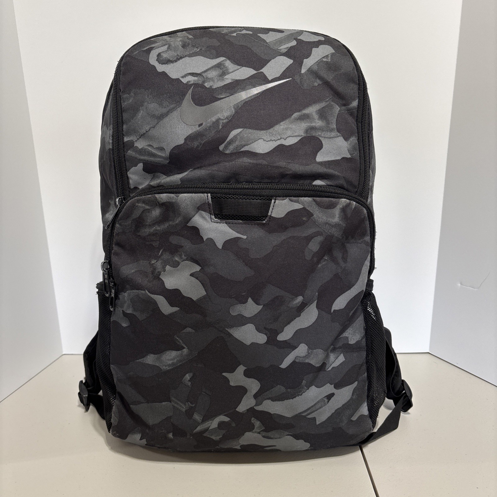 Nike Black Green Camo Hiking School Travel Backpack Carry Bag 19” X 12” X 6”