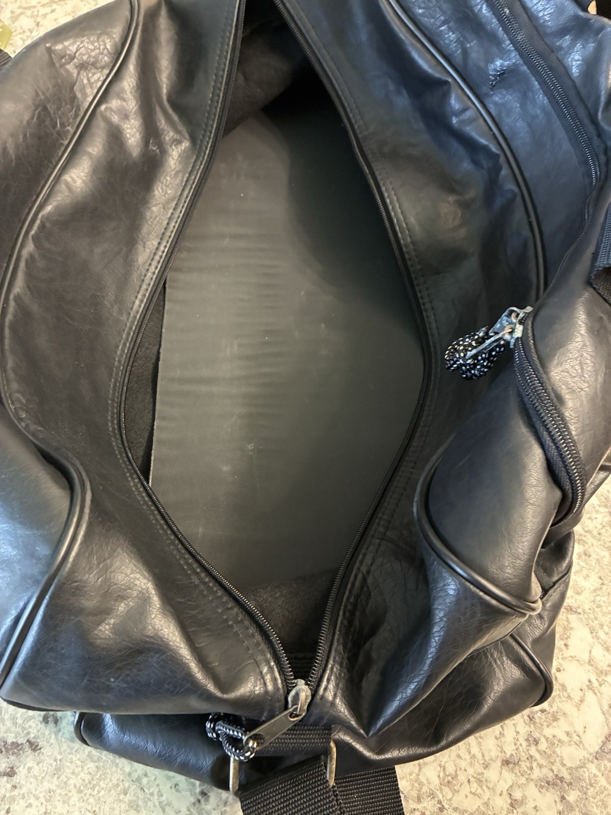 Vintage Converse All Star Duffle Bag Black Faux Leather 90s Gym Travel 22″ Clean