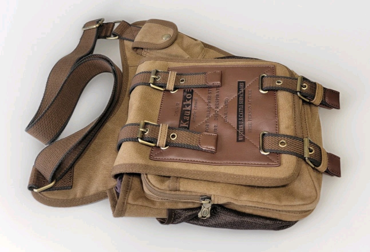 Kaukko Workshop Canvas Messenger Bag Crossbody Shoulder Sling Backpack Travel