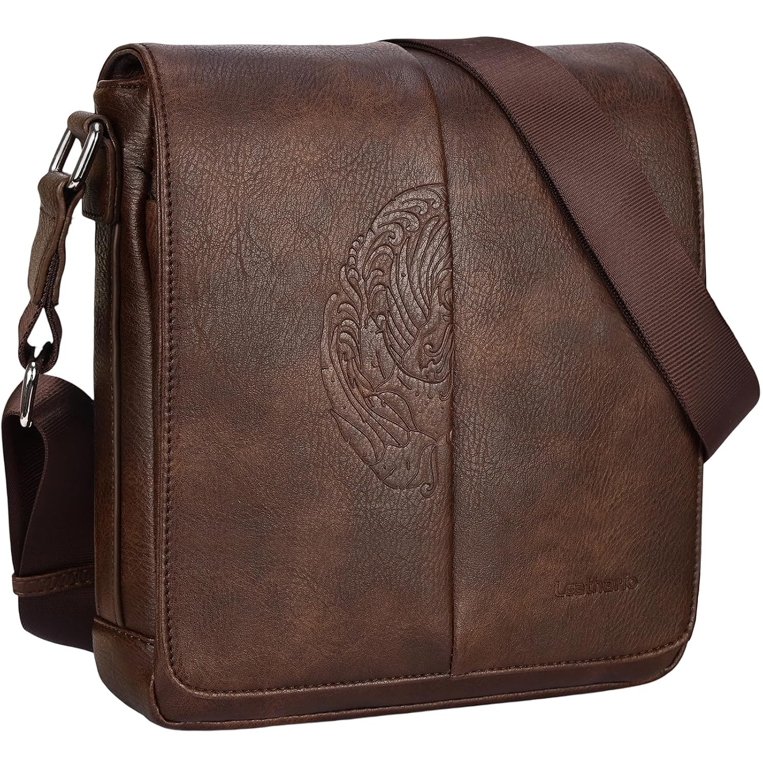 Vegan Leather Men’s Crossbody Bag Shoulder Purse Sling Satchel for Men Small