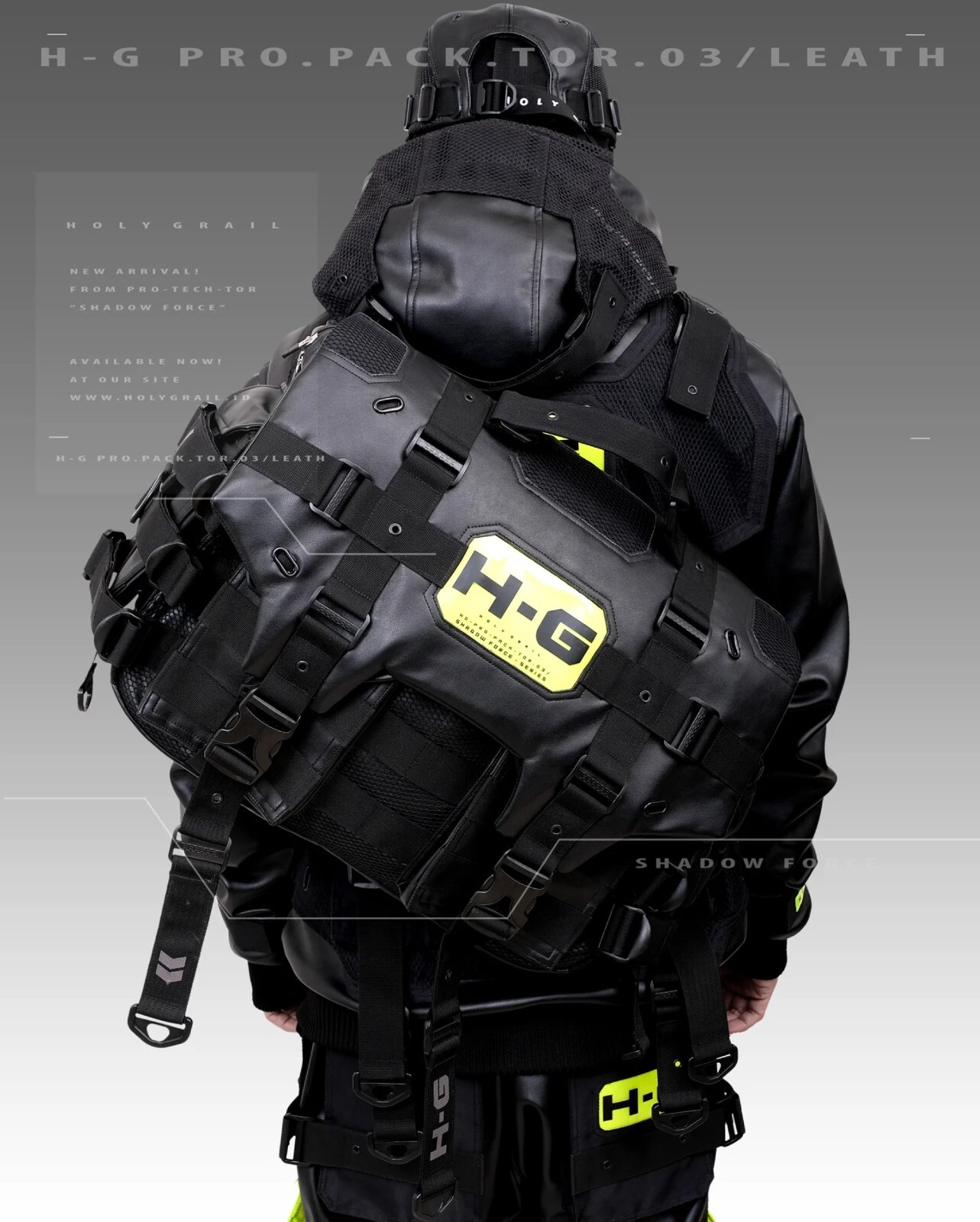Techwear Bag Black Futuristic Messenger Crossbody H-G PRO.PACK.TOR 03/LEATHER