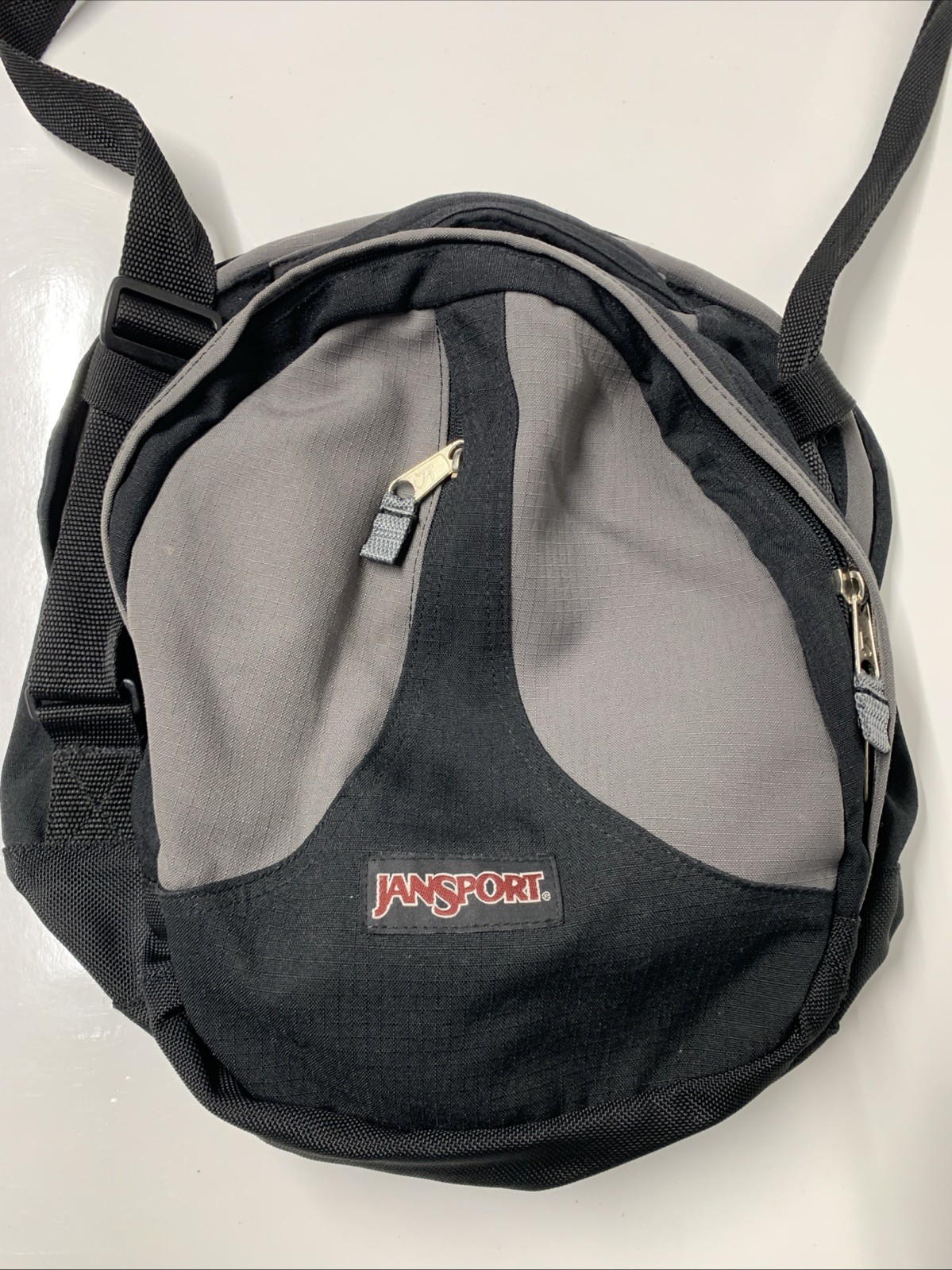 Jansport Sling Crossbody Backpack Bag Black/Gray Canvas Fabric
