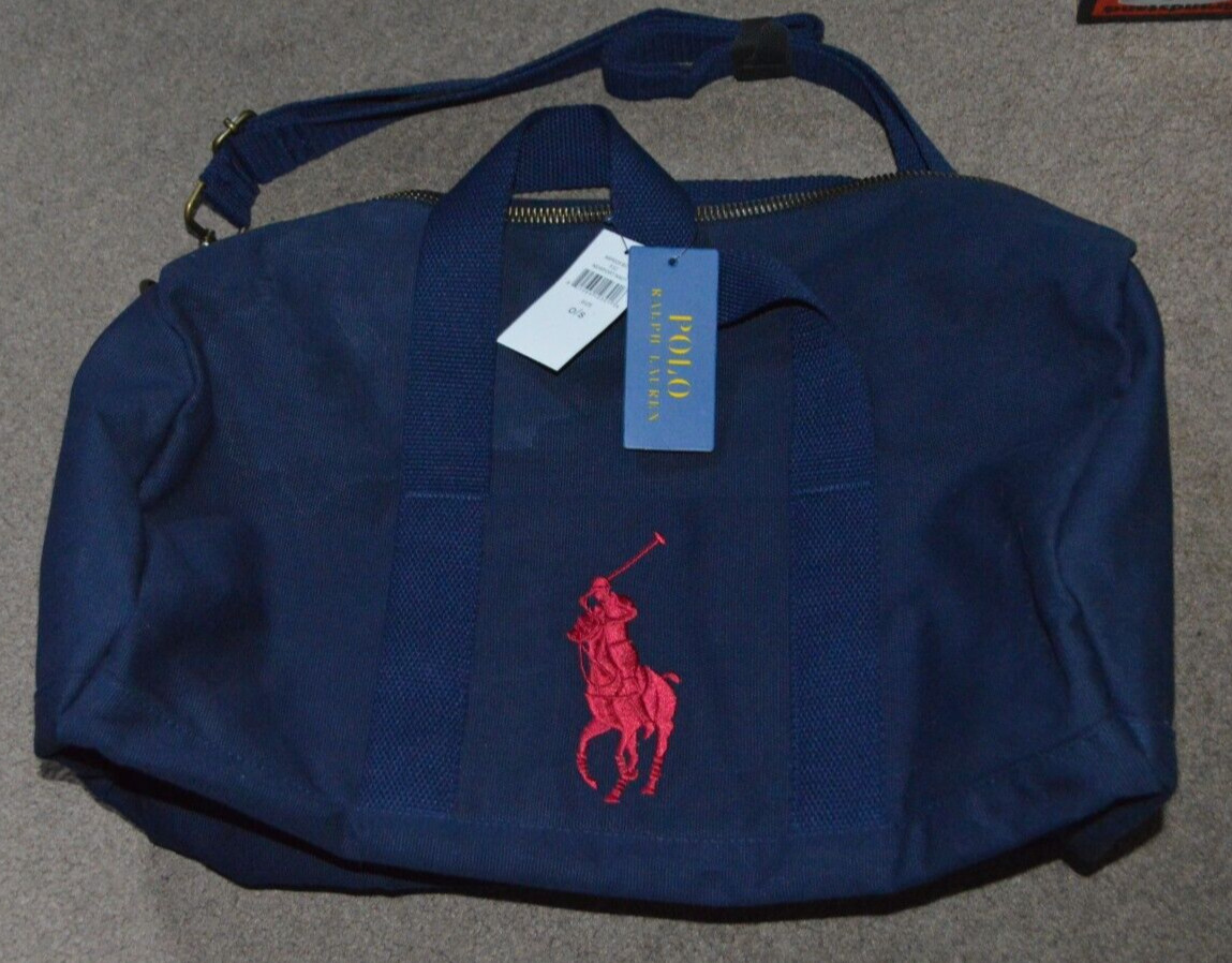 NWT POLO RALPH LAUREN Canvas BIG PONY Travel Duffle Gym Bag w/ Shoulder Strap