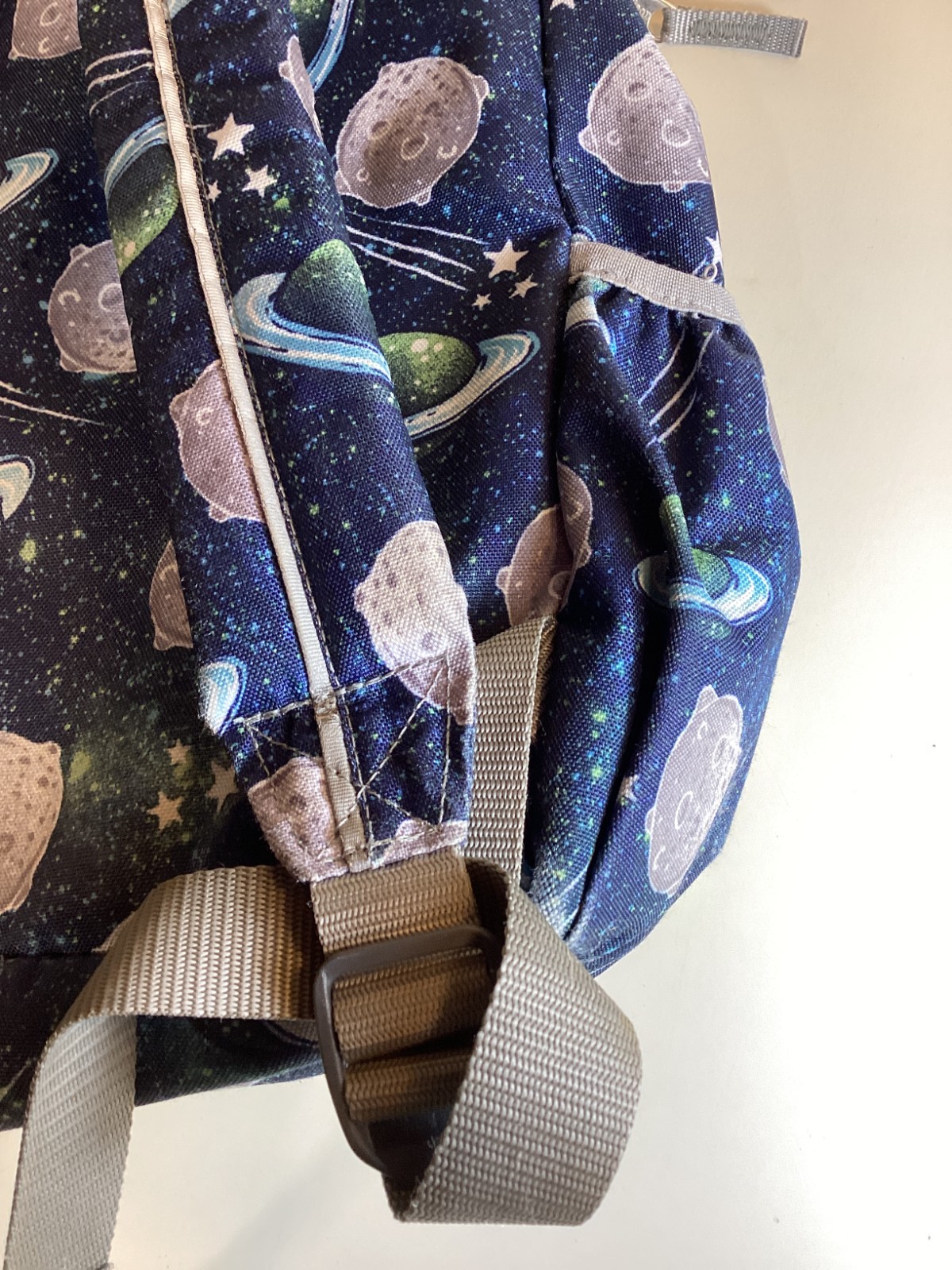 LL Bean Vintage Space Backpack Navy Blue with Planets and Stars, Many Pockets