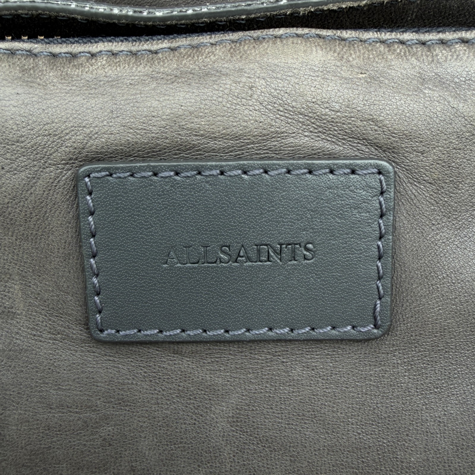 AllSaints ARENA Leather Backpack Bag Grey Brown Mens Ladies Unisex Rucksack