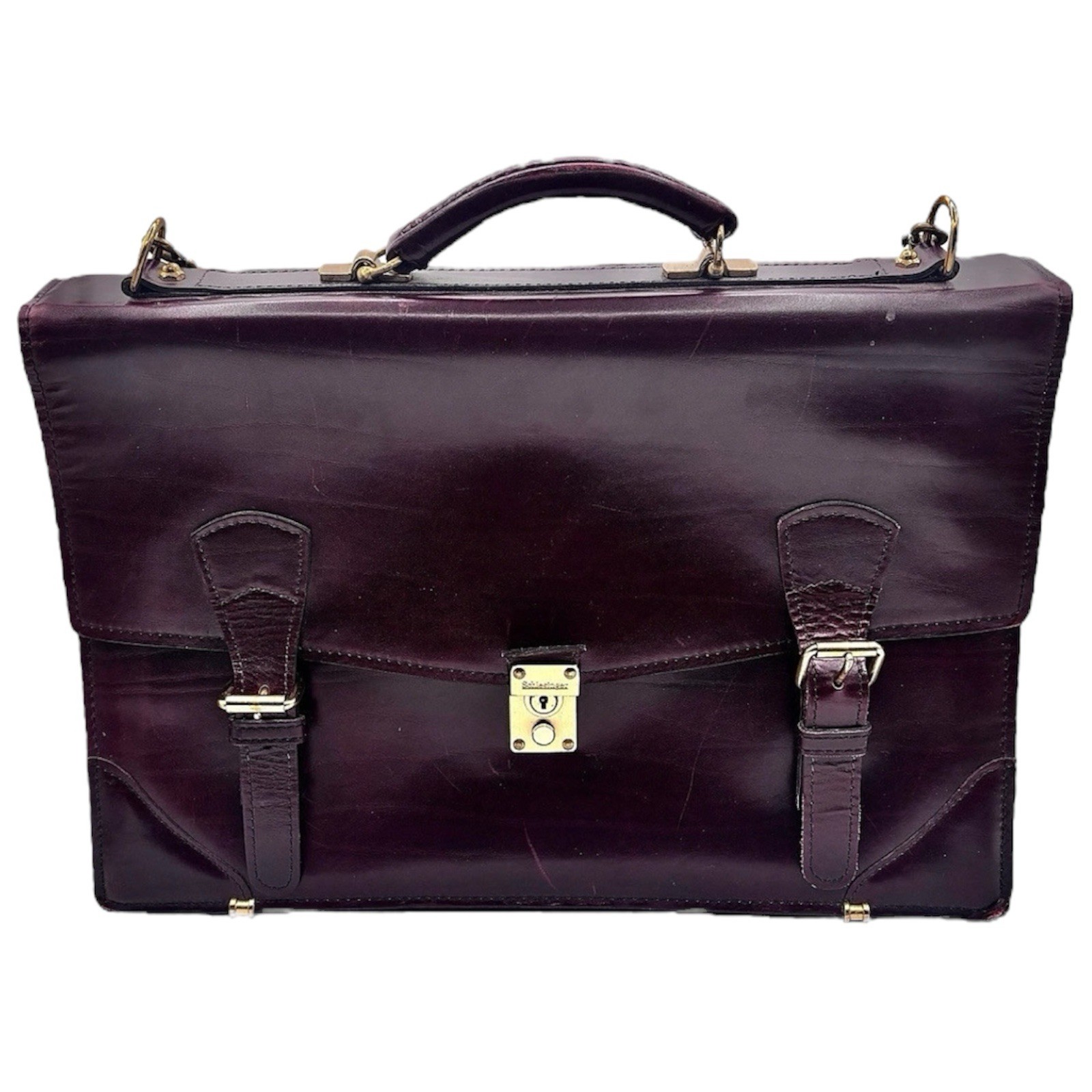 VTG Tumi Schlesinger Bristol Bordeaux Leather Handcrafted American Briefcase Bag