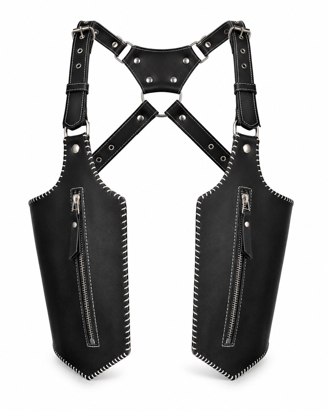 Genuine Leather Chest Harness Bag Adjustable Crossbody Utility Festival Vest