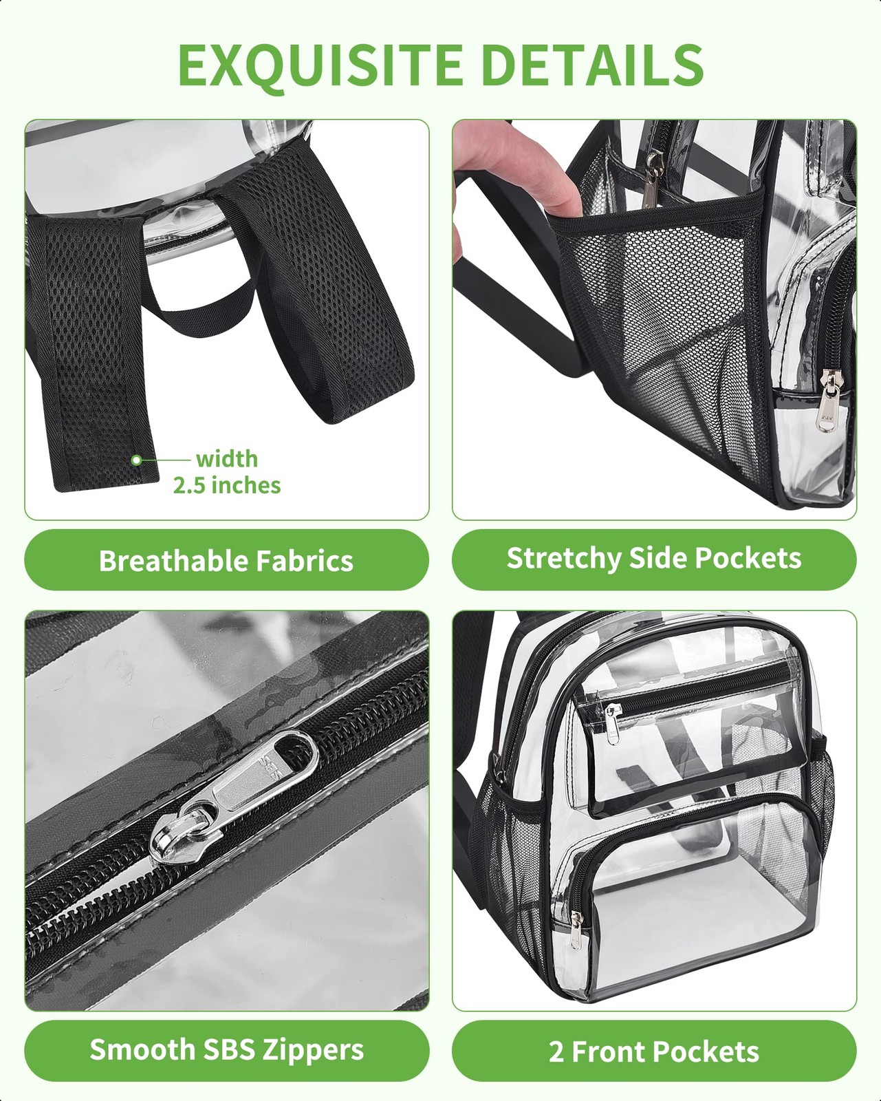 Clear Backpack Stadium Approved for Women and Men, Clear Bag for Stadium Even…
