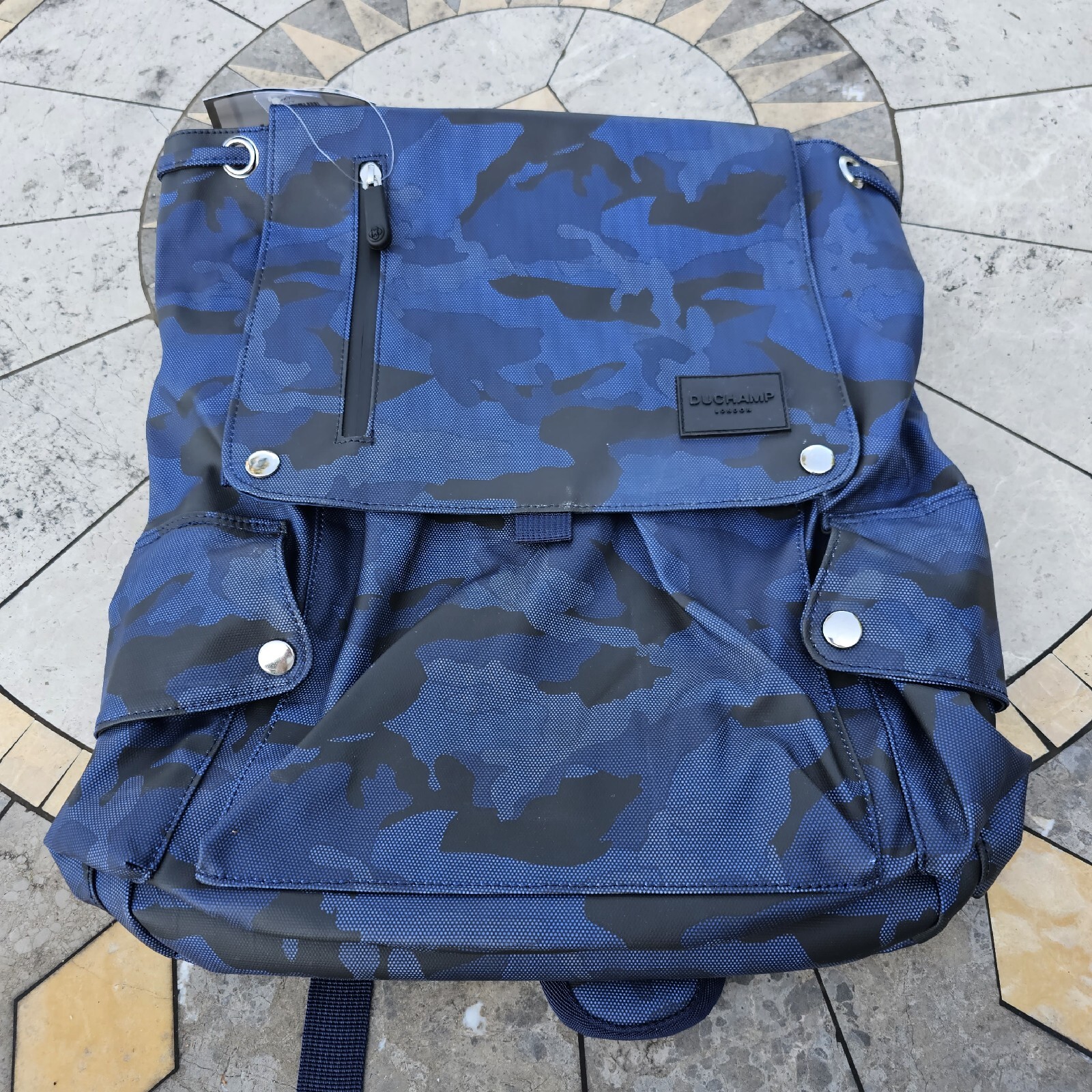 DUCHAMP- Men’s Flap-over Camo Structured Backpack- Medium- Navy- NWT- $140