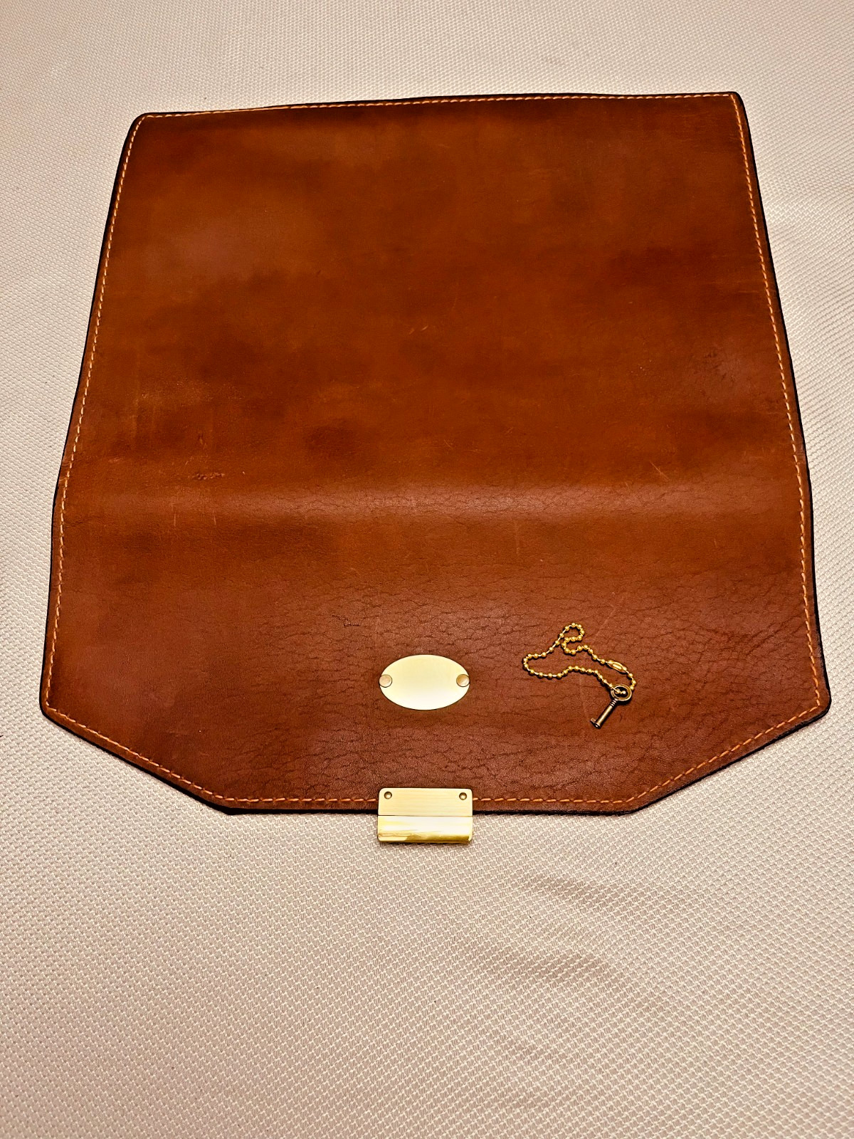 SCHLESINGER BROS. Thick Rustic Belting Leather Briefcase / Attaché / Portfolio