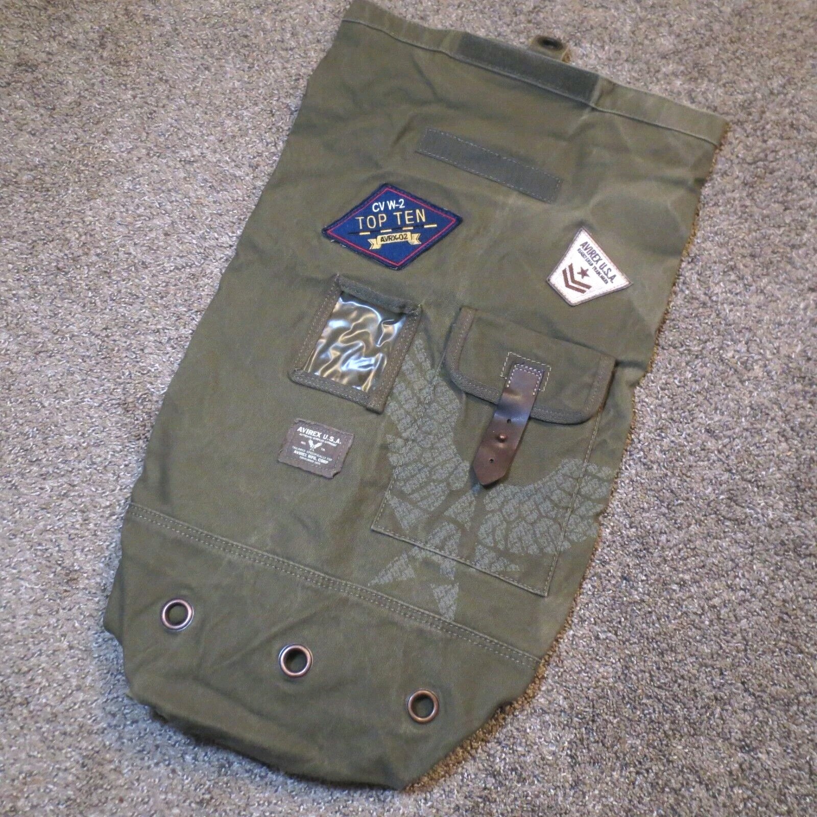Avirex USA Backpack Shoulder Bag Military 100% Cotton Surplus Garment 24″x13.5″