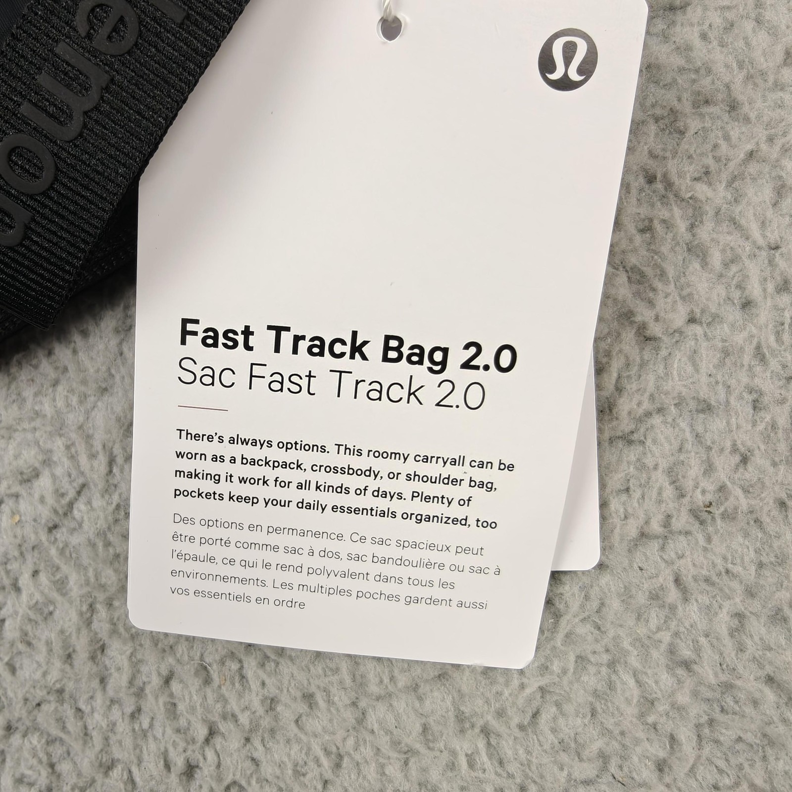 Lululemon Fast Track Bag 2.0 Mens Small Black Sling Zip Backpack Crossbody New