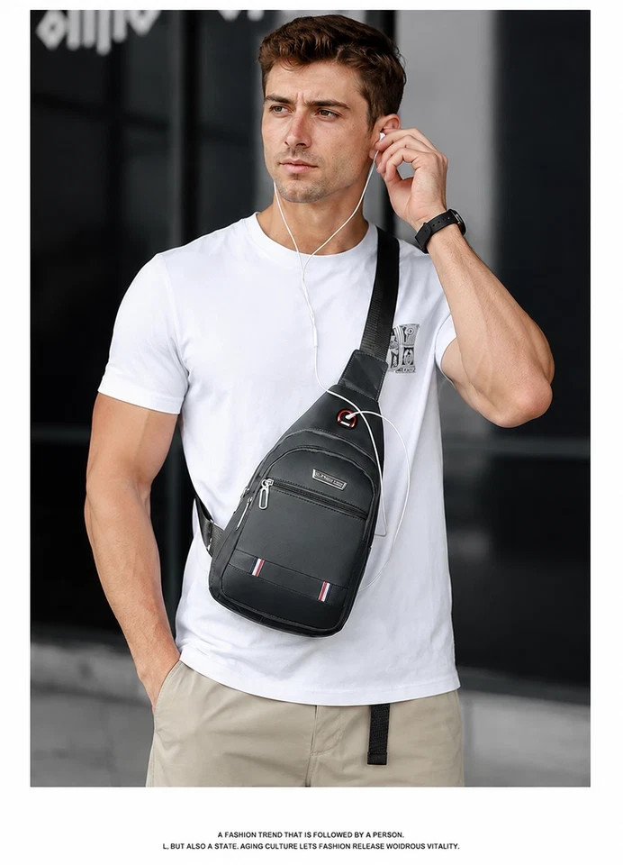 Men’s Canvas Sling Backpack Shoulder Bag Travel Casual Crossbody Chest Pack US