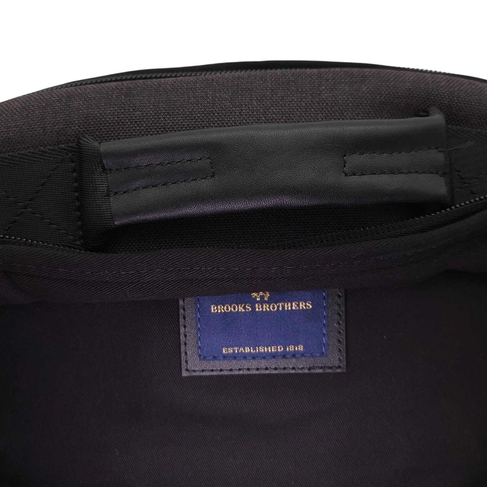 Brooks Brothers Grant Black Canvas Backpack Plaid Lined Multi-Pocket Travel Bag