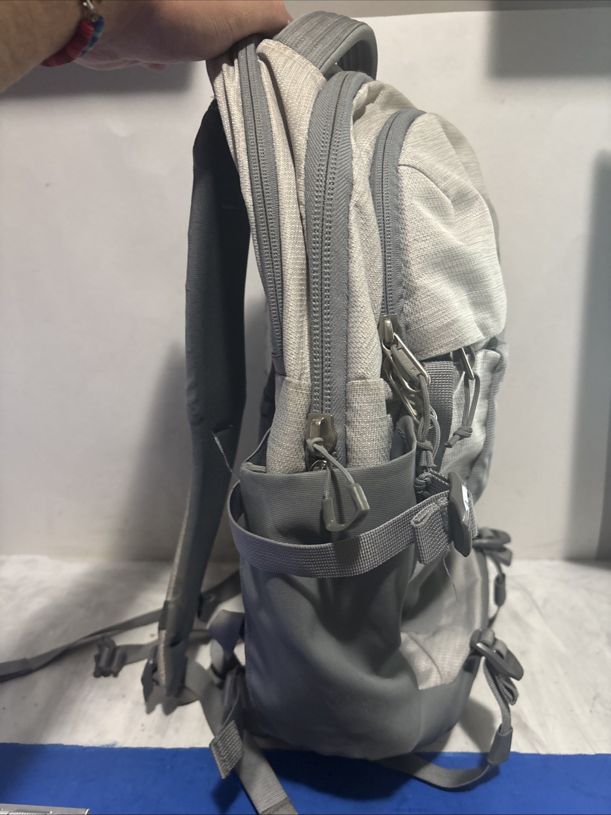 The North Face Backpack Gray Pockets RECON Zip 16” Gray Stains