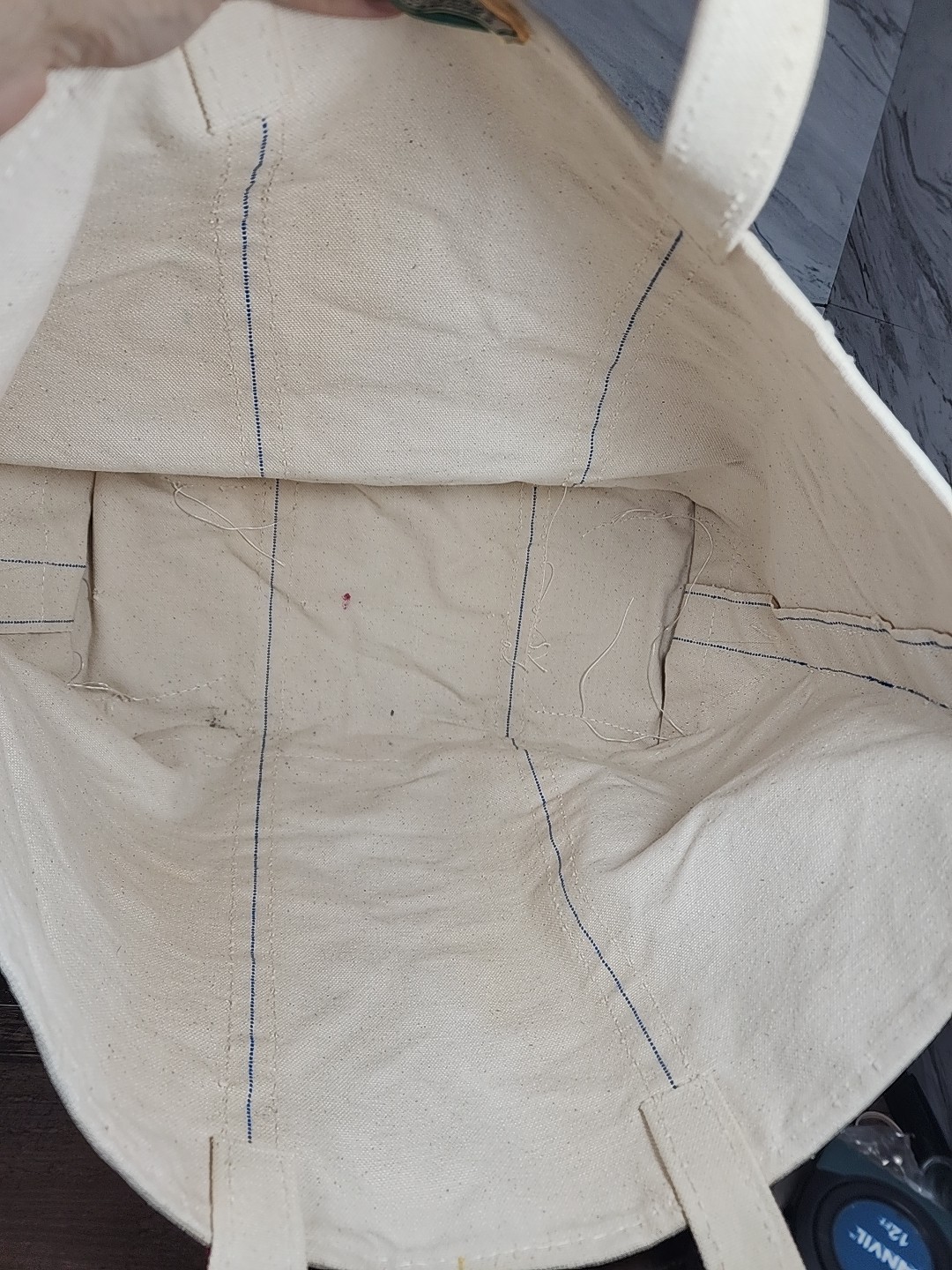 ☆Vintage☆ LL Bean Boat and Tote Bag Large Ivory Red Stiff Canvas Sawtooth Label