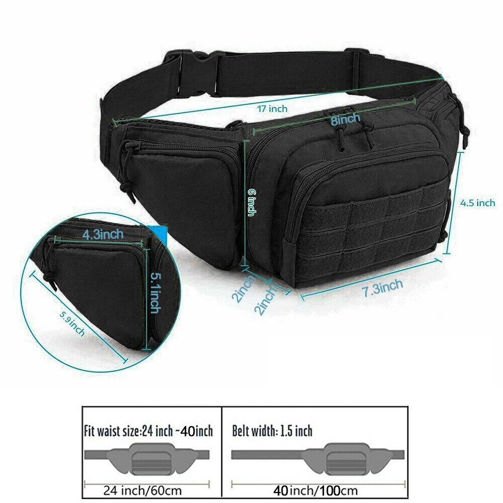 Tactical Pistol Pouch Waist Gun Pack Bag Fanny Packs Concealed Carry Gun Holster