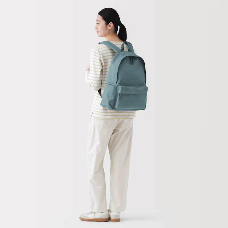 MUJI Water-Repellent Backpack Charcoal Gray/Black/Light Beige/Light Green NWT