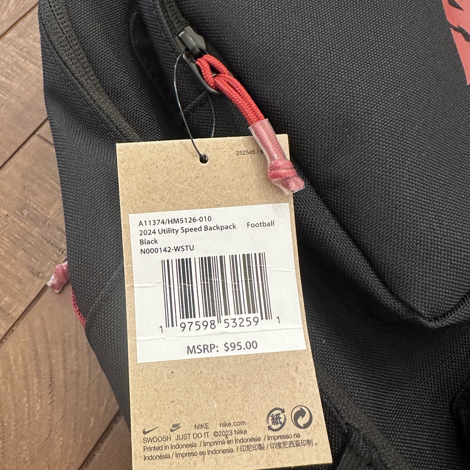 Nike Washington State Cougars Utility Speed Backpack 2024 Black Red HM5126-010