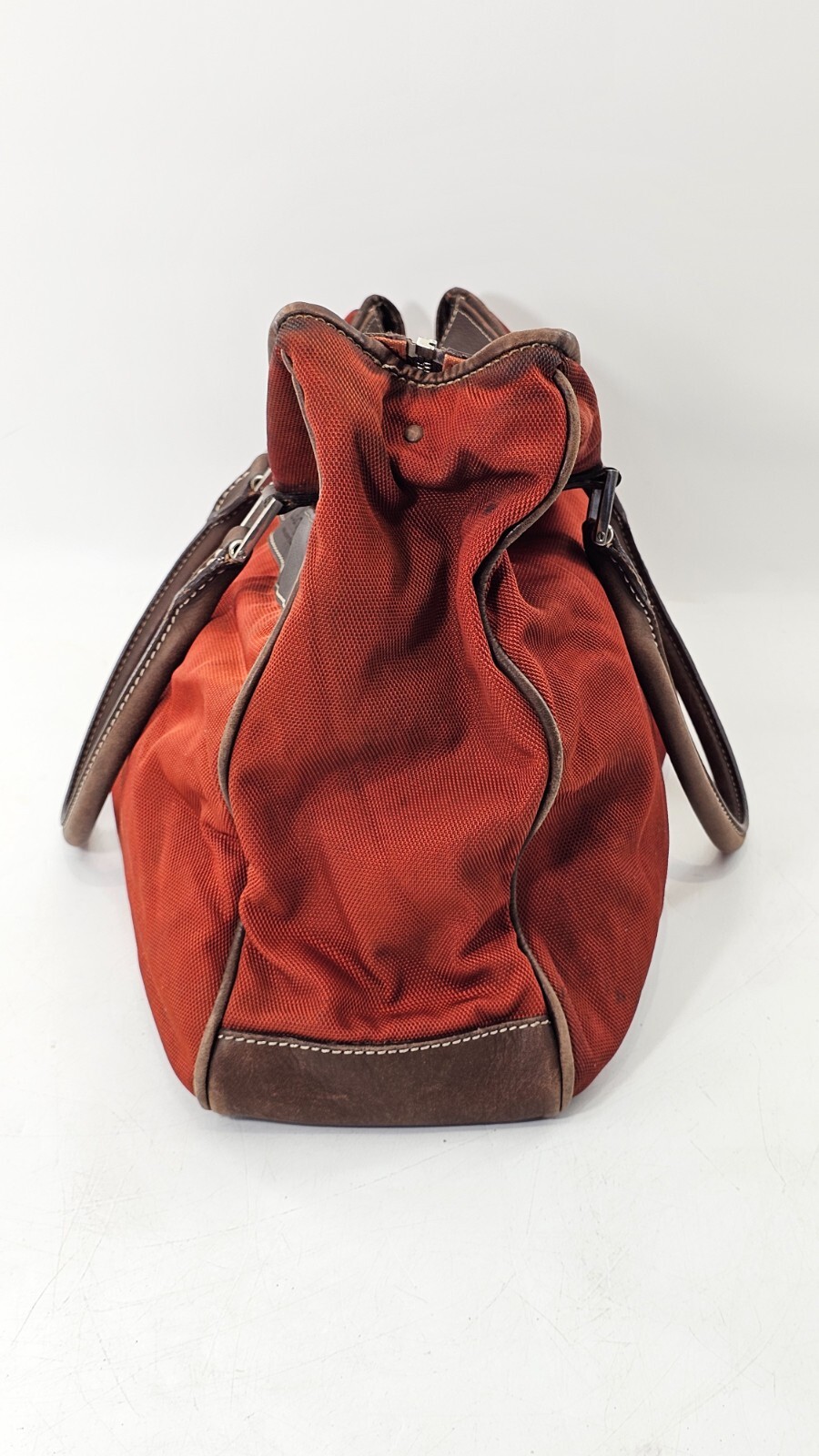 Cole Haan Mens Brown Leather Adjustable Strap Push Lock Messenger Bag/ Briefcase