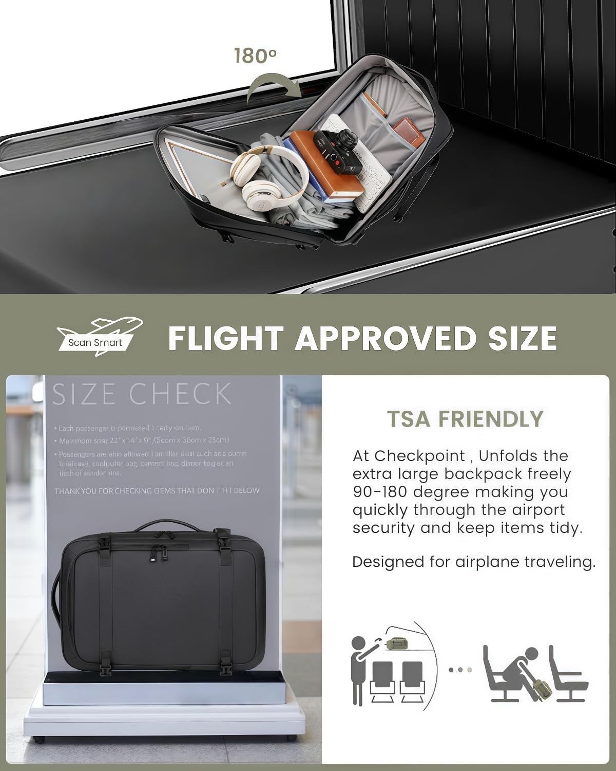 Extra Large 50L Expandable Travel Laptop Backpack Men Women,Airline Approved Tra
