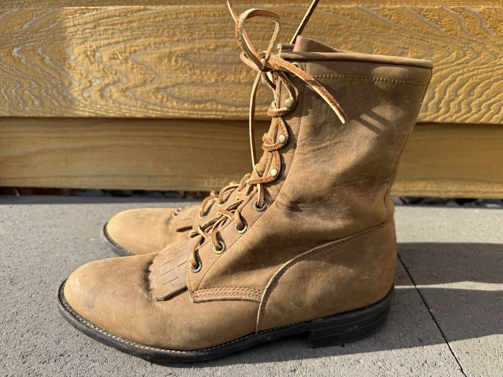 Justin Kiltie Women’s 8 B Brown Leather Roper Western Lace Up Boots L575